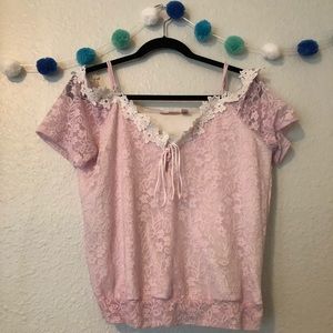 Willow Root Pink Lace, Off the Shoulder Top